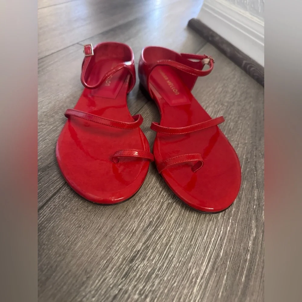 NEW Tamara Mellon $695 Leather Red Strappy Sandals Size 37